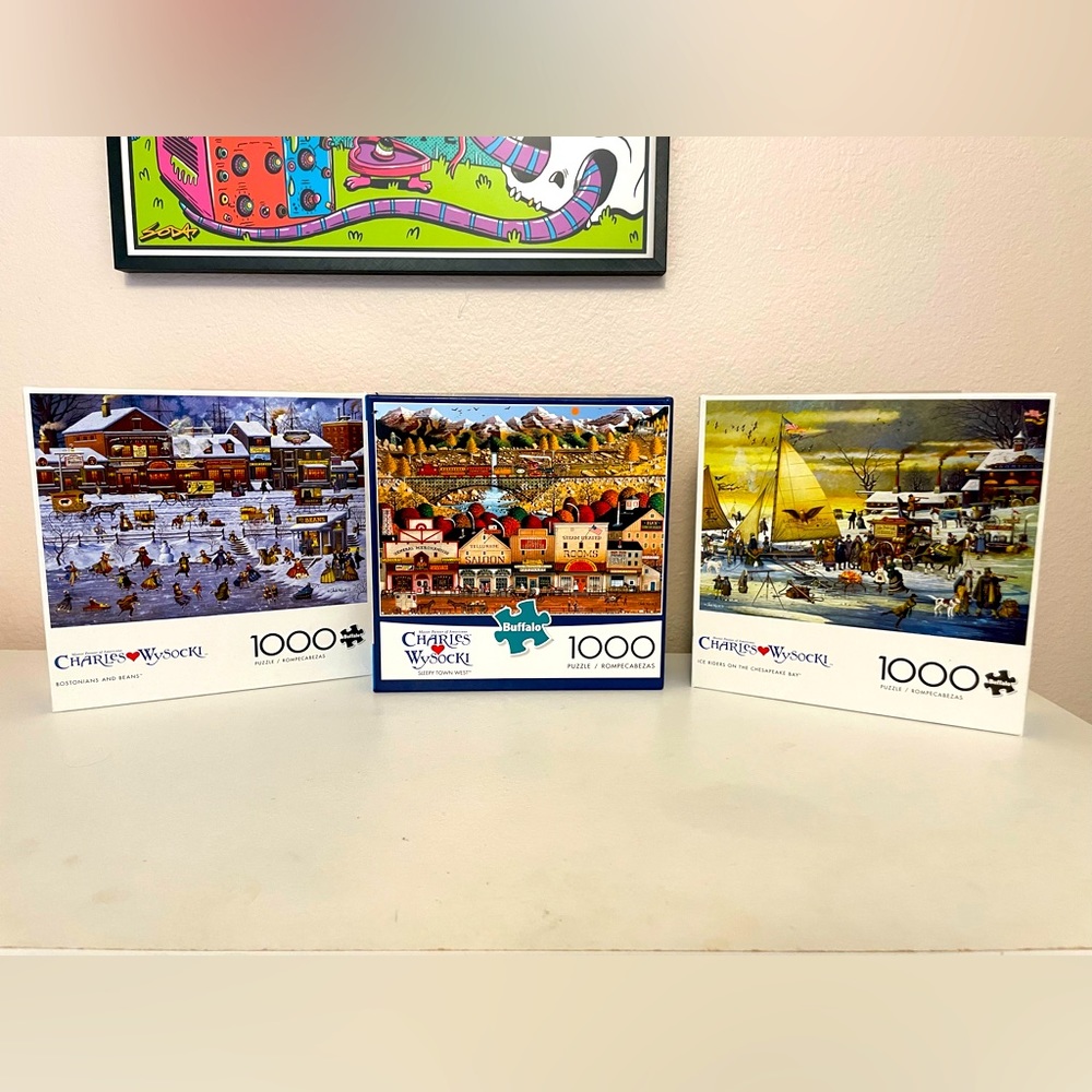 LOT OF 3 - Charles Wysocki JIGSAW PUZZLES BY BUFFALO, BUNDLE SET OF 3, 1000 PCS